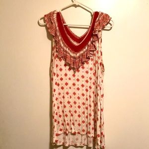 Faded glory woman’s cream and red ruffled tank